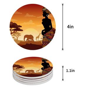 Juego <span class=keywords><strong>de</strong></span> Posavasos <span class=keywords><strong>de</strong></span> Cerámica con Base <span class=keywords><strong>de</strong></span> <span class=keywords><strong>Corcho</strong></span>, Diseño Vintage <span class=keywords><strong>de</strong></span> Mujer Africana Egipcia, <span class=keywords><strong>para</strong></span> <span class=keywords><strong>Mesa</strong></span> <span class=keywords><strong>de</strong></span> Centro Americana - Product Image 2