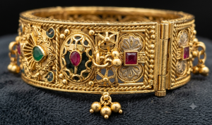 DIVYORO Bracelet Classique en Or Antique avec Accents de Pierres Précieuses Multicolores, Bijoux de Mariée pour Femme, Cérémonie de Mariage, Festif, 85g 2/4 - Product Image 3