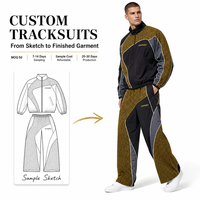 Fabricant de survêtements personnalisés OEM avec logo imprimé en blocs de couleurs camouflage, ensemble veste et pantalon streetwear oversize pour hommes avec passepoil contrastant