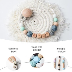Wholesale Silicone Beads <strong>Wooden</strong> Pacifier <strong>Clips</strong> Chain Anti Drop <strong>Teether</strong> Nipple Chain Silicone Baby Pacifier Chain <strong>Clip</strong> - Product Image 6