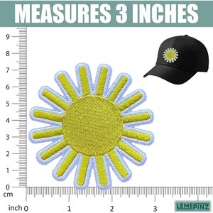 แผ่นปักลาย Sunshine ขนาด 3 นิ้ว แบบรีดติดหรือเย็บติด สำหรับตกแต่งเสื้อผ้า - Product Image 3