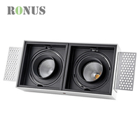 Spot encastré rectangulaire sans cadre réglable à double tête LED 12W*2 noir COB