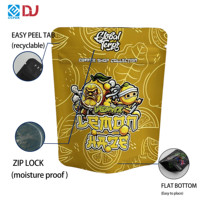 Fabriksprijs Matte Gouden Citroen Art Geurdicht Voedselveilige Staande Mylar Zak 3,5g Met Tear Notch voor Huisdierenvoer Gedroogd Fruit Snacks