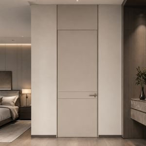 Ensemble de porte intérieure en aluminium et bois, affleurante au mur, avec cadre en aluminium réglable pour hôtel, villa, bureau - Product Image 2