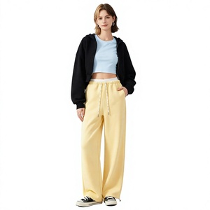 <b>Women</b> Loose Straight Leg Sweatpants Elastic Waist Drawstring <b>Jogger</b> Pants Jersey <b>Knit</b> Casual Streetwear - Product Image 4