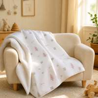 Couverture bébé en polaire sherpa super douce de luxe, double face, épaisse, chaude, imprimée d'animaux, en peluche, antistatique, pour nourrissons et nouveau-nés