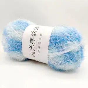 Sıcak satış shinning polyester scrubology scrubby iplik fantezi kirpik tüy tığ ipliği dishcloth