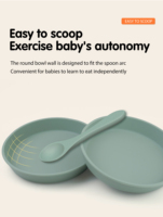Ensemble de 7 pièces en silicone pour bébé, sans BPA, assiettes à ventouse, bol, bavoir, set de table, cuillère, fourchette, tasse à bec, kit de vaisselle pour tout-petits - Vente en gros
