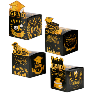 12 pièces/paquet Boîtes en carton en forme de chapeau de remise de diplôme pour bonbons, cadeaux, chocolats, emballage pour la décoration de fête de remise de diplôme - Product Image 1