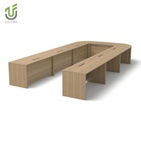 IULTRA Table de salle de réunion ovale contemporaine moderne en MDF gris pour bureau à domicile ou école