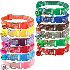 Produttore all'ingrosso <span class=keywords><strong>collare</strong></span> plaid per animali domestici multicolore riflettente <span class=keywords><strong>collare</strong></span> per gatti facile da staccare <span class=keywords><strong>collare</strong></span> a campana per gatti - Product Image 1