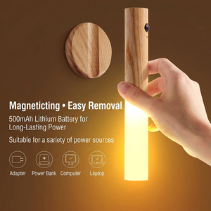 Applique murale en bois à détecteur de mouvement, rechargeable, magnétique, LED, sans fil, à piles, <span class=keywords><strong>veilleuse</strong></span> pour chambre et couloir - Product Image 4