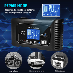 20-Amp Smart Battery <strong>Charger</strong>,Lithium,LiFePO4,Lead-Acid(AGM/Gel/SLA..) Car Battery <strong>Charger</strong>,<strong>Trickle</strong> <strong>Charger</strong>, Maintainer - Product Image 3