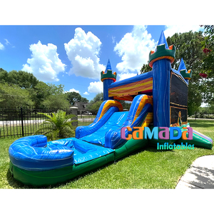 Castillo hinchable de PVC para saltar olas grandes de 18oz con tobogán doble y 2 piscinas, casa inflable de rebote para alquiler de fiestas infantiles - Product Image 6