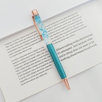 Stylo à bille en métal avec 18 petites fleurs séchées, pour logo, créatif, DIY, à effet flottant, vente en gros d'usine