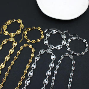 Bracelet et collier chaîne <span class=keywords><strong>de</strong></span> grains <span class=keywords><strong>de</strong></span> <span class=keywords><strong>café</strong></span> en acier inoxydable bijoux <span class=keywords><strong>de</strong></span> mode pour femmes ensemble <span class=keywords><strong>de</strong></span> bijoux pour fête anniversaire idée cadeau - Product Image 4