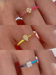 Anillo Xinfly Au750 de Diamante Natural y Oro de 18K con Esmalte de Zafiro de Colores Arcoíris, Joyería de Moda, Regalo para Mujer, Boda, Fiesta - Product Image 5
