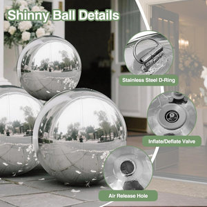 <span class=keywords><strong>Grande</strong></span> <span class=keywords><strong>Boule</strong></span> Miroir Argentée Gonflable, Ballons Géants Brillants pour Fête Disco, Décoration d'Événements de Noël, Sphère Miroir Réfléchissante en PVC - Product Image 2