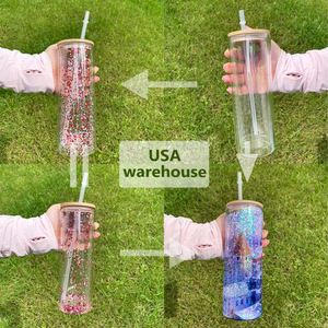 Custom LogoBulk 20Oz Sublimation Double Wall Crystal Clear Snow Globe Straight Bpa Free Glass Tumbler - Product Image 4