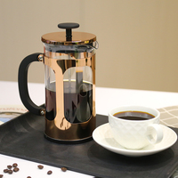 Cafetière à piston en verre miniature avec logo personnalisé, nouveau design, en métal