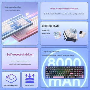 Teclado Mecánico LEOBOG Hi98PRO <span class=keywords><strong>de</strong></span> 98 Teclas, Tri-Modo, con Junta <span class=keywords><strong>de</strong></span> Aluminio, Intercambiable en Caliente, RGB, 4000/8000mAh, para Juegos y Oficina - Product Image 3