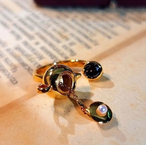 แหวนดีไซน์กาน้ำชาและ<span class=keywords><strong>กาแฟ</strong></span>สไตล์วินเทจสุดเก๋ ชุบทอง 18K ทำจากทองเหลืองรักษ์โลก สำหรับผู้หญิง เหมาะสำหรับโอกาสพิเศษ เครื่องประดับคุณภาพสูง - Product Image 2