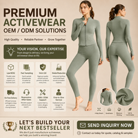 Ensemble de yoga respirant sur mesure pour femme, grande taille, avec veste zippée à manches longues et leggings taille haute, tenue de sport, fournisseur OEM ODM