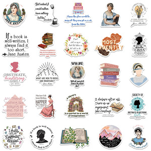 50 autocollants esthétiques avec citations de romans de célèbres écrivaines britanniques, y compris Jane Austen - Product Image 2