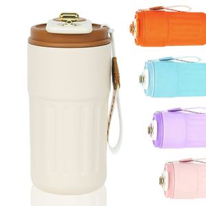 Mug de voyage isotherme en acier inoxydable personnalisé, vente en gros, avec paille - Product Image 2
