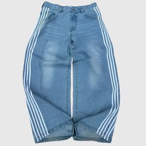 Jeans Unisex de Pierna Ancha con Rayas Laterales, Estilo Hip Hop Y2K, Corte Holgado, Lavados, con Logotipo Serigrafiado en Algodón, Precio de Fábrica, para Invierno/Primavera - Product Image 3