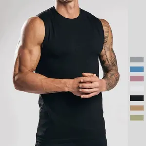 Groothandel Effen Blanco Heren Sportvest Workout Gym Fitness Mouwloze T-Shirt Heren Spierklem Tanktop