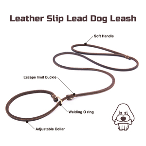 Collar y correa de cuero ajustable para perro correa de perro de plomo antideslizante suave - Product Image 3