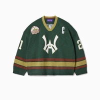 Pull personnalisé pour homme à col en V, 100% coton, broderie jacquard, logo, manches longues, pull en tricot d'automne, OEM
