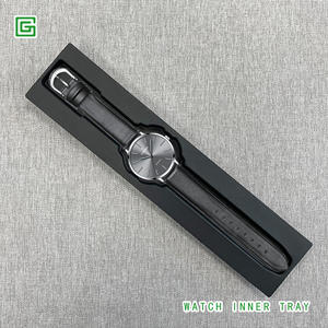 Caja de reloj de pulpa de papel moldeada bagazo ecológico biodegradable personalizado con bandeja negra - Product Image 1