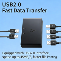 Commutateur de partage USB 2.0 2 entrées 4 sorties, compact, moulage privé, logo OEM, 100 % inspecté, prêt à être expédié, fabriqué en Chine
