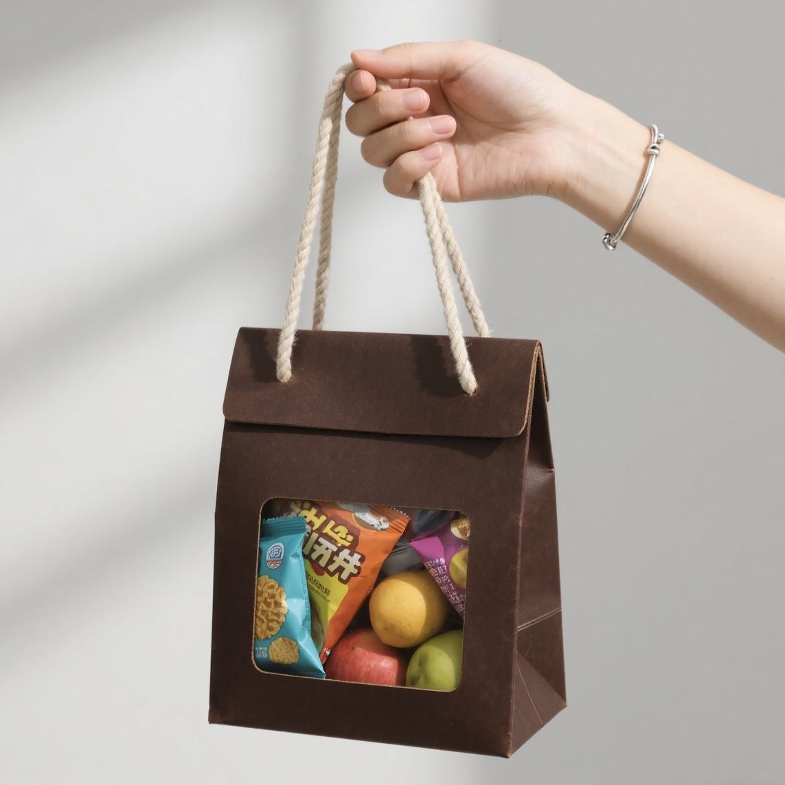 Branded Brown Paper Packing Gift Bags Wholesale Available