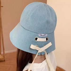 Sombrero de Pescador de Mezclilla Azul Claro con Bordado de Corazón, Sombrero de Ala Ancha para Mujer, Protección Solar para Primavera y Verano - Product Image 4