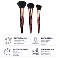 Ensemble de pinceaux de maquillage vegan de haute qualité JLY, 10 pièces, avec poils synthétiques et styles multiples pour le visage, les yeux et les lèvres