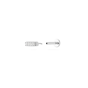 Boucles d'oreilles clous en argent sterling S925 avec diamant simple rangée, 18G, dos plat, pour piercing de cartilage, 8mm - Product Image 5