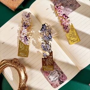 Marque-page créatif <span class=keywords><strong>en</strong></span> métal ajouré YEKO YF-W839, motif papillon/fleur, avec logo personnalisé, clip de lecture, petit cadeau culturel sur mesure - Product Image 3