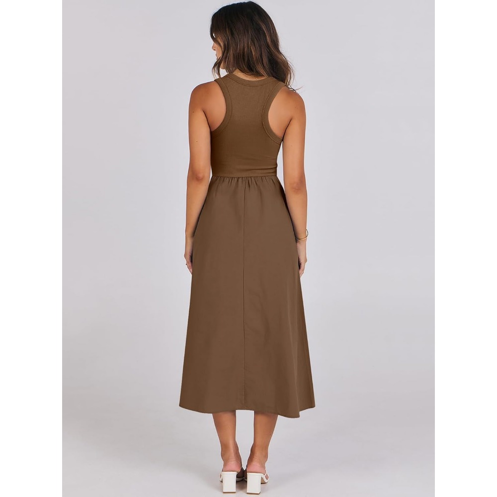 green emerald velvet dress Long Floral Dress Boho Casual Open Back Smocked Sleeveless Flowy Maxi Dress  with Pockets Summer Cute Tropical Resort Beachy Tea Length Dresses Cotton  Midi Sundresses for Beach Vacation Pink at Amazon Women's main image 0