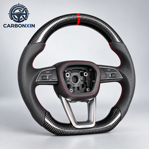 Volant personnalisé en cuir et fibre de carbone pour Audi A1 A3 A4 A5 A6 A7 RS R8 RS3 C7 Q5 Q7 S3 S5 8V B8 B9 S4 Q3 Q8 TT sans Airbag - Product Image 2