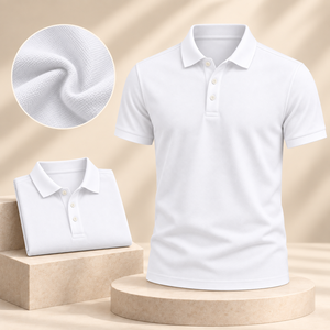 <b>Polo</b> Blanca De Hombre Classic <b>White</b> Pique Short Sleeve <b>Polo</b> Shirt Clean Minimal Style Custom Embroidery logo - Product Image 2