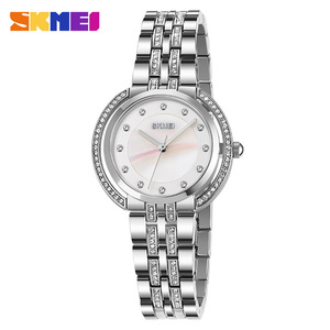 Skmei Women's Quartz Watch Rose Gold Stainless Steel Bracelet Diamond Accent Analog Display 8.3mm Thin Case 30M Waterproof - Product Image 5