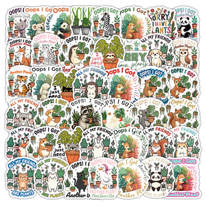 48 Pezzi/Confezione Adesivi in Vinile Serie Animali Cartoon per Amanti delle Piante - Product Image 1
