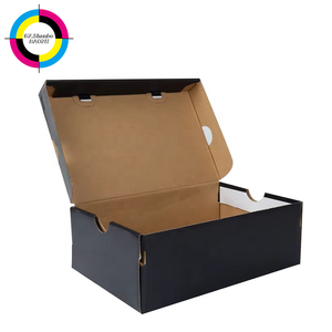Boîte à chaussures en carton ondulé <span class=keywords><strong>noir</strong></span> estampé à chaud, boîte à chaussures en carton rigide, emballage de vente au détail pour baskets, bottes - Product Image 2