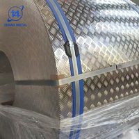 1060 3003 5052 Lembaran Aluminium Embos Lima Garis Anti Selip Plat Aluminium Bermotif Kotak-Kotak untuk Kendaraan Konstruksi