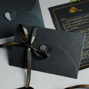Sobre Negro con Rosa Dorada para el Día de San Valentín, Juego de Cartas de Amor Personalizadas para Novia, Papel de Escritura de Lujo para Declaraciones de Amor - Product Image 1