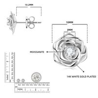 925 Sterling Silber D Farbe VVS1Moissan ite Ohrring 3mm Rose Flower Ohrring Ohr stecker
