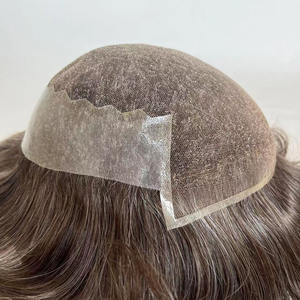 Prótesis Capilar de Encaje Francés con Frente Decolorado y Base de PU para <span class=keywords><strong>Hombre</strong></span>, Venta al por Mayor, Q6 Hair - Product Image 1